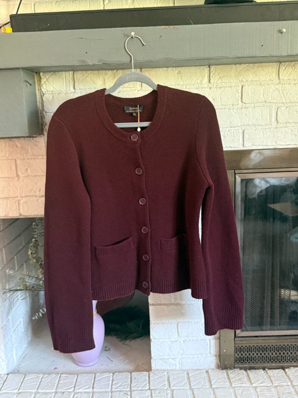 NWT Quince 100% Mongolian Cashmere Structured Cardigan Rich Burgandy Medium